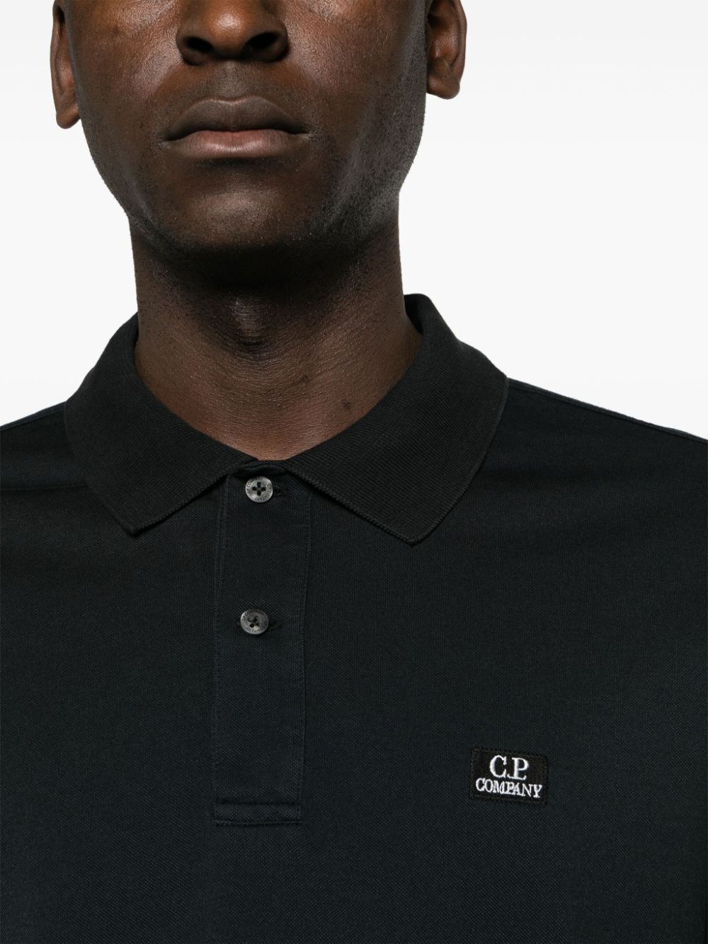 C.P Company - Polo black en piqué à patch logo - Lothaire