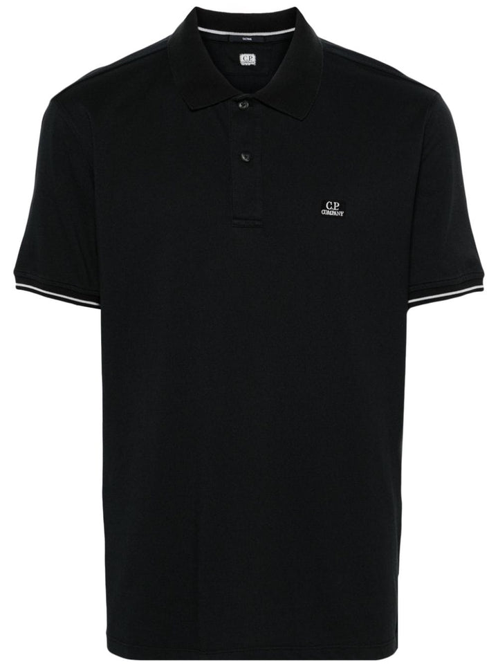 C.P. COMPANY - Polo black en piqué à patch logo - Lothaire