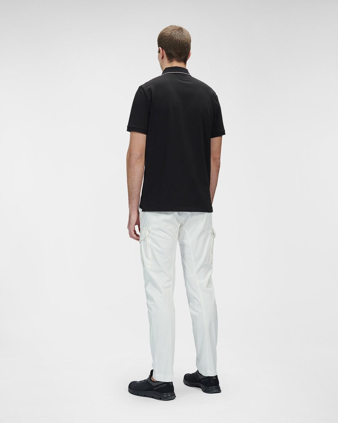 C.P. COMPANY -Polo Black Stretch Piquet Striped - Lothaire