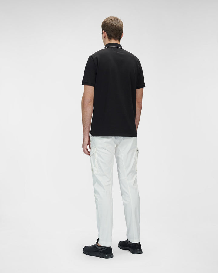 C.P. COMPANY -Polo Black Stretch Piquet Striped - Lothaire