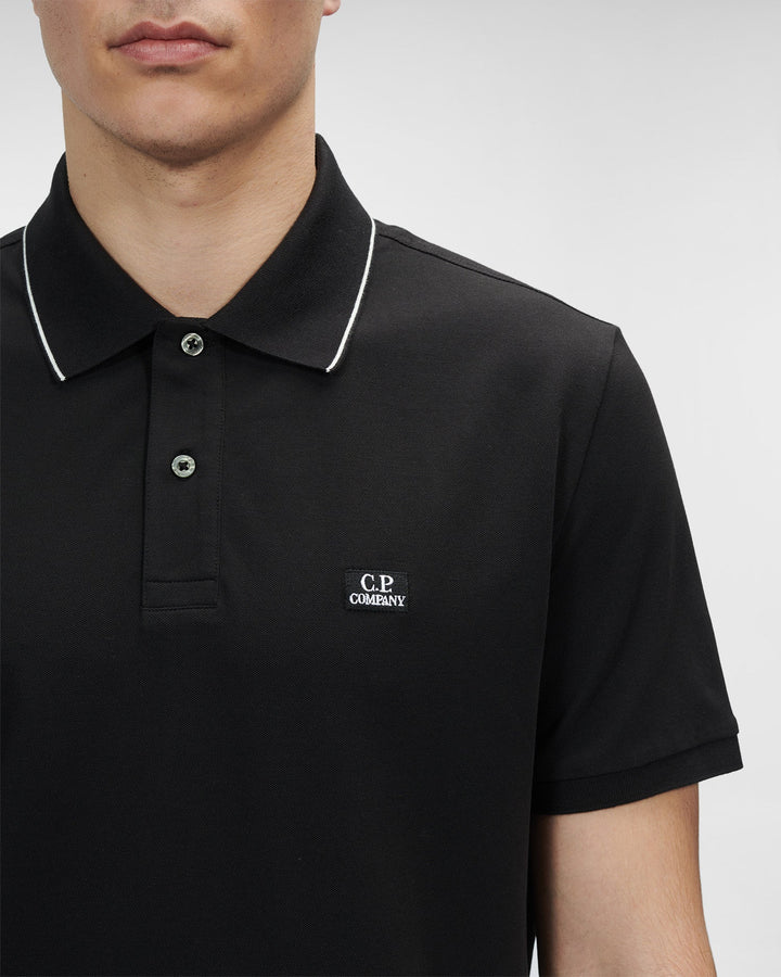 C.P. COMPANY -Polo Black Stretch Piquet Striped - Lothaire