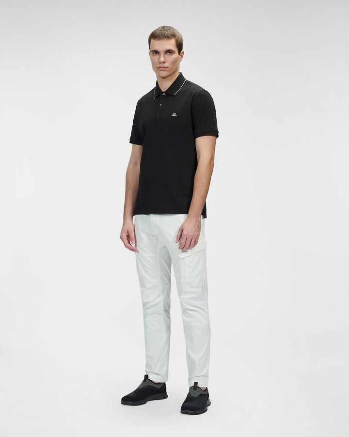 C.P. COMPANY -Polo Black Stretch Piquet Striped - Lothaire