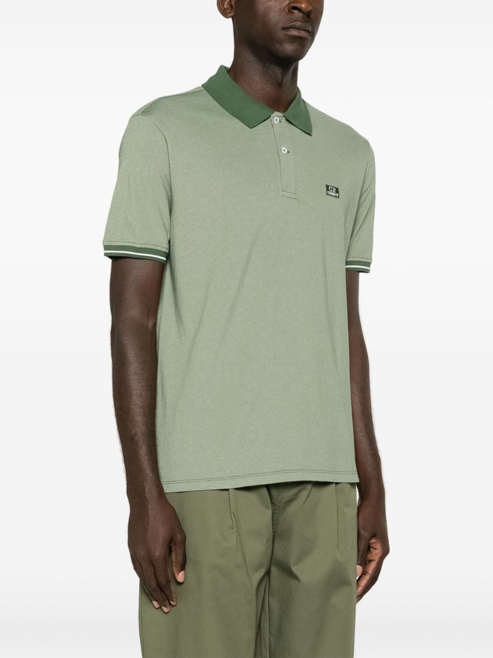 C.P. COMPANY - Polo duck green en piqué à patch logo - Lothaire