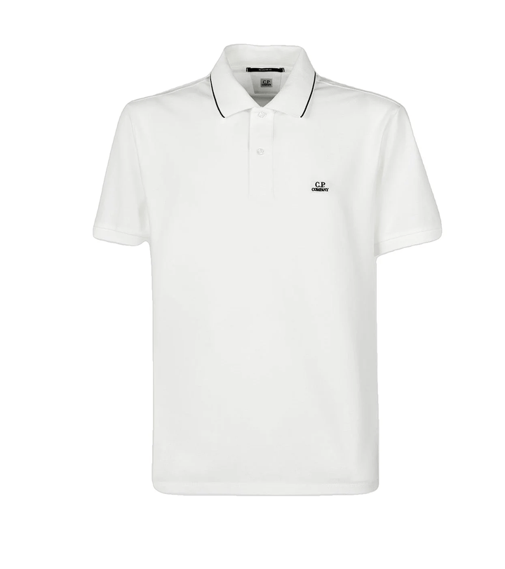 C.P. COMPANY -Polo White Stretch Piquet Striped - Lothaire
