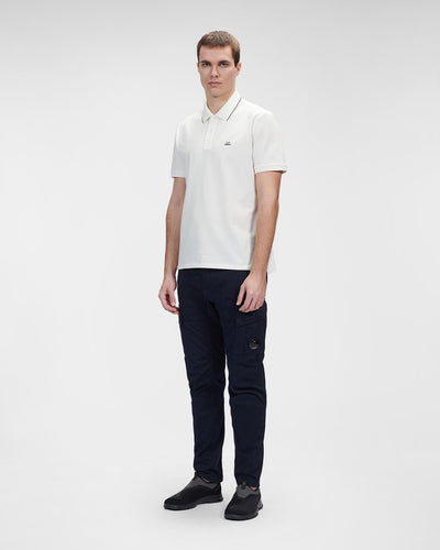 C.P. Company -Polo White Stretch Piquet Striped - Lothaire