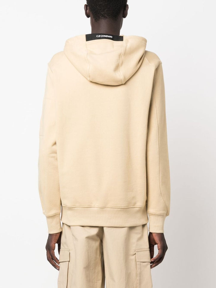 CP Company Sweat à capuche beige Diagonal raised fleece Classic - Lothaire
