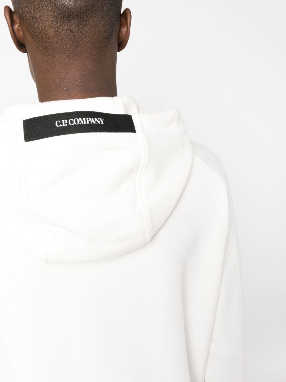 CP Company Sweat à capuche Blanc Diagonal raised fleece Classic - Lothaire