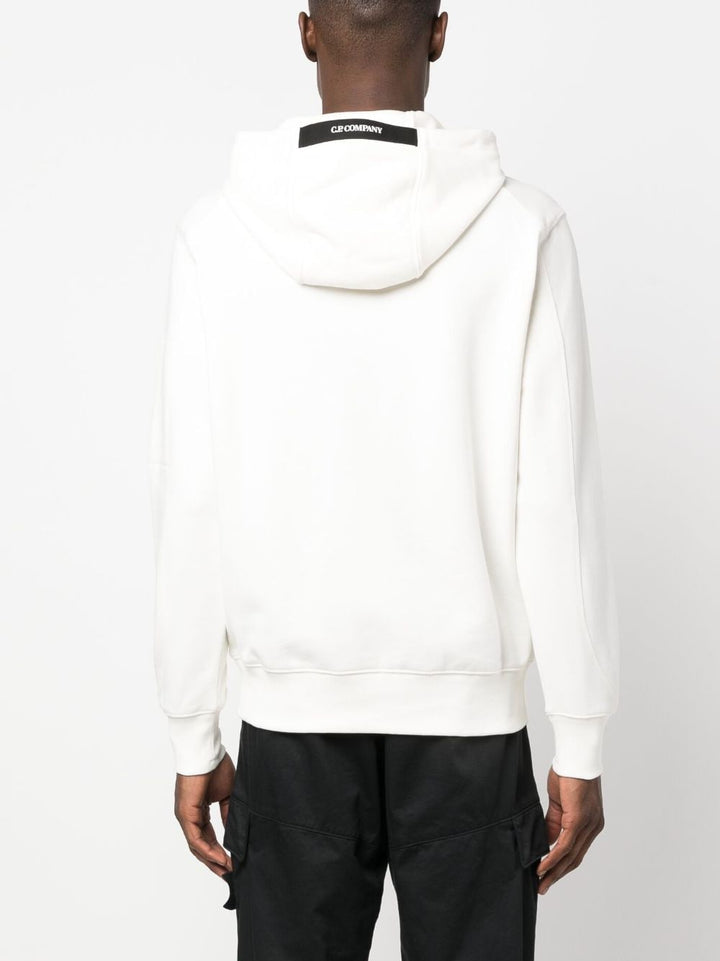 CP Company Sweat à capuche Diagonal raised fleece Classic White - Lothaire