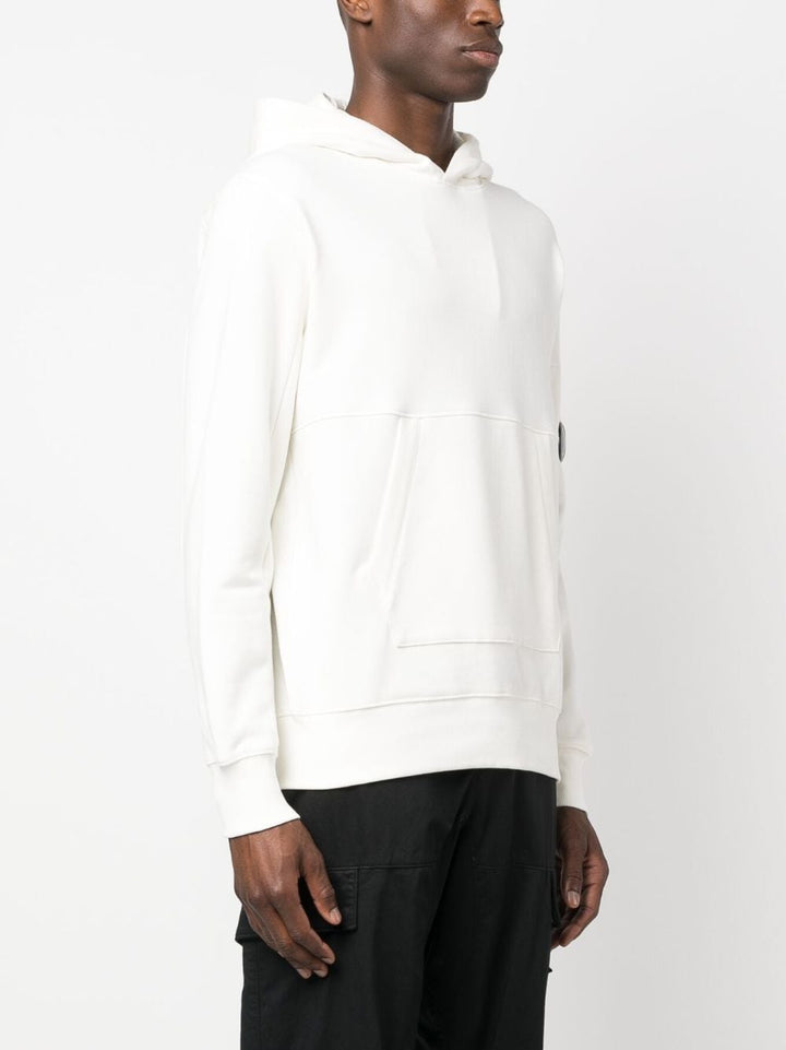 CP Company Sweat à capuche Diagonal raised fleece Classic White - Lothaire