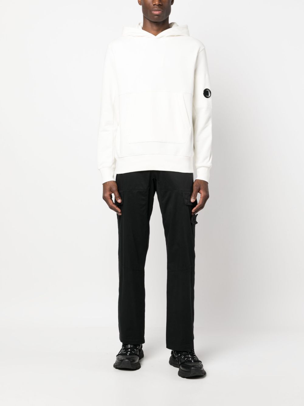 CP Company Sweat à capuche Diagonal raised fleece Classic White - Lothaire