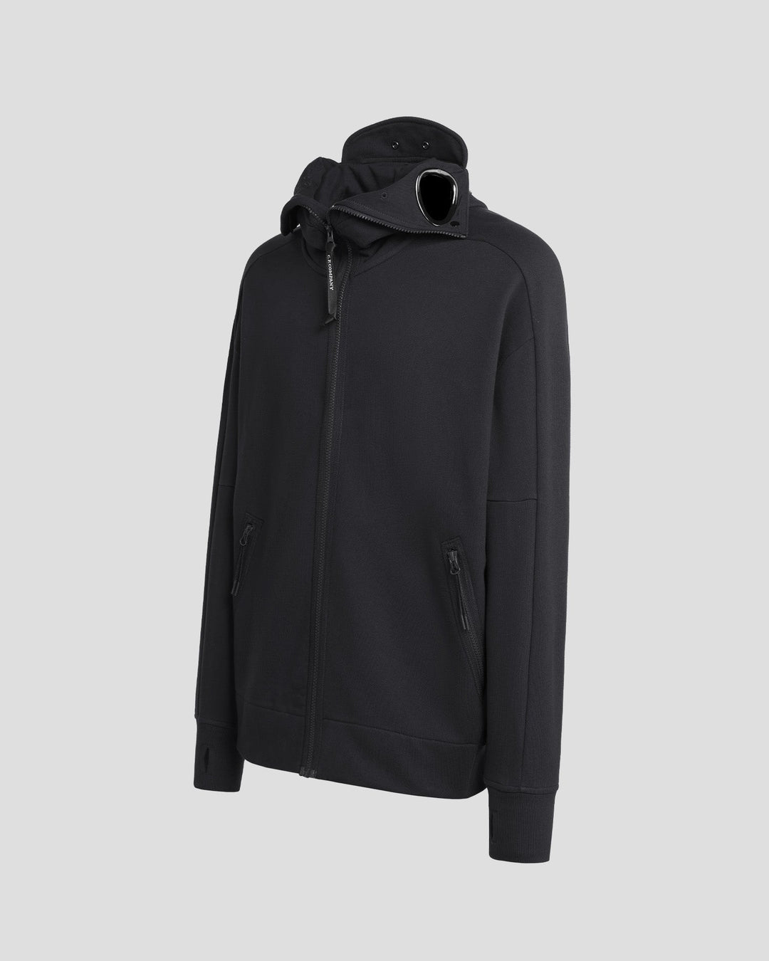 C.P Company Sweat à capuche zippé Diagonal Raised Fleece Goggle Black - Lothaire