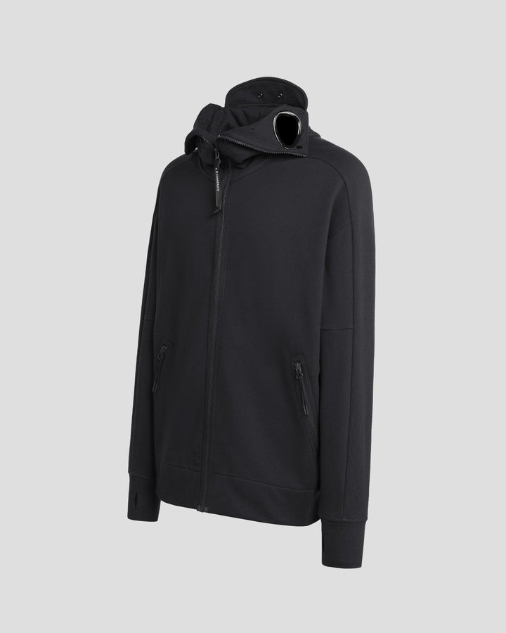 C.P Company Sweat à capuche zippé Diagonal Raised Fleece Goggle Black - Lothaire