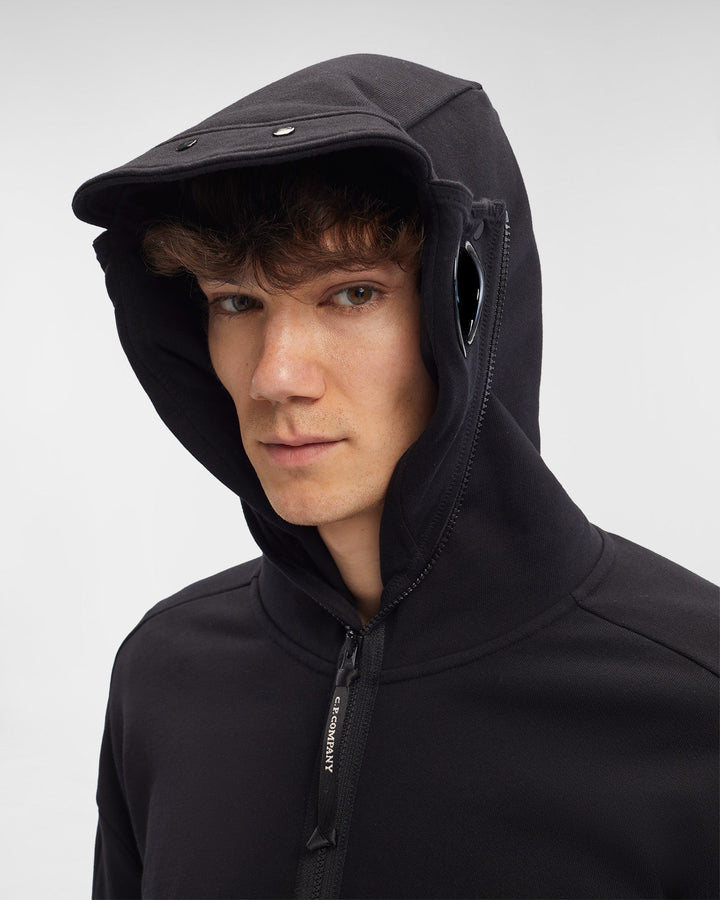 C.P Company Sweat à capuche zippé Diagonal Raised Fleece Goggle Black - Lothaire