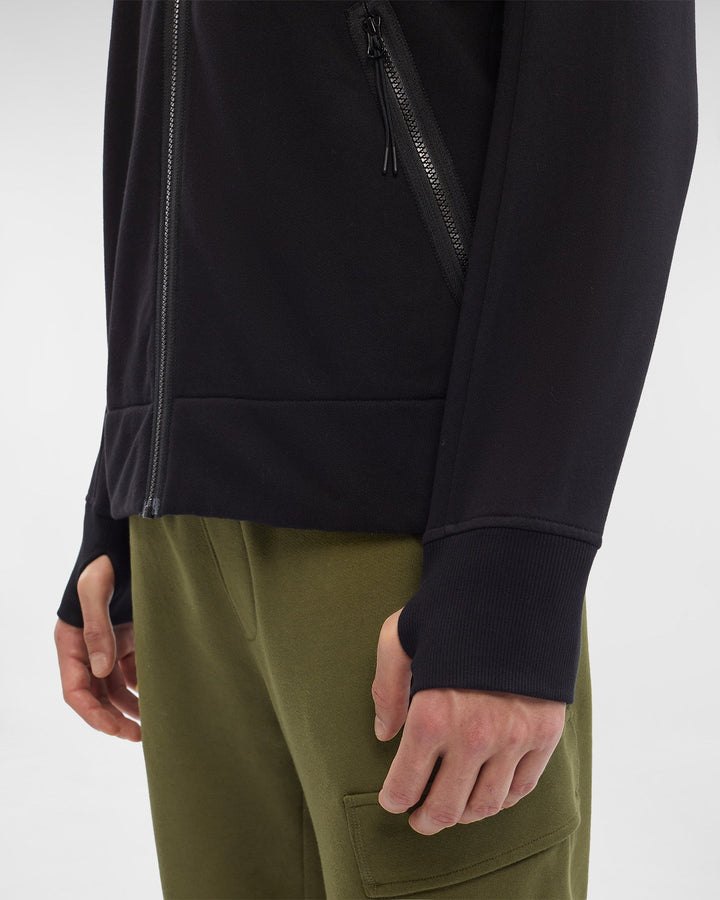 C.P Company Sweat à capuche zippé Diagonal Raised Fleece Goggle Black - Lothaire