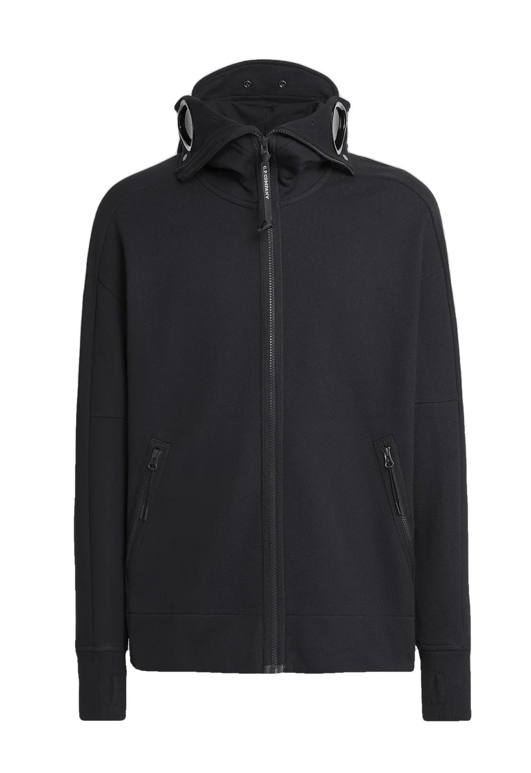C.P Company Sweat à capuche zippé Diagonal Raised Fleece Goggle Black - Lothaire