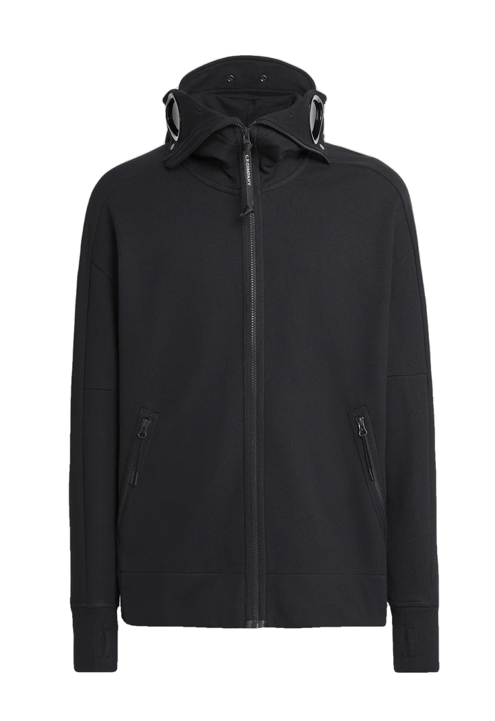 C.P Company Sweat à capuche zippé Diagonal Raised Fleece Goggle Black - Lothaire