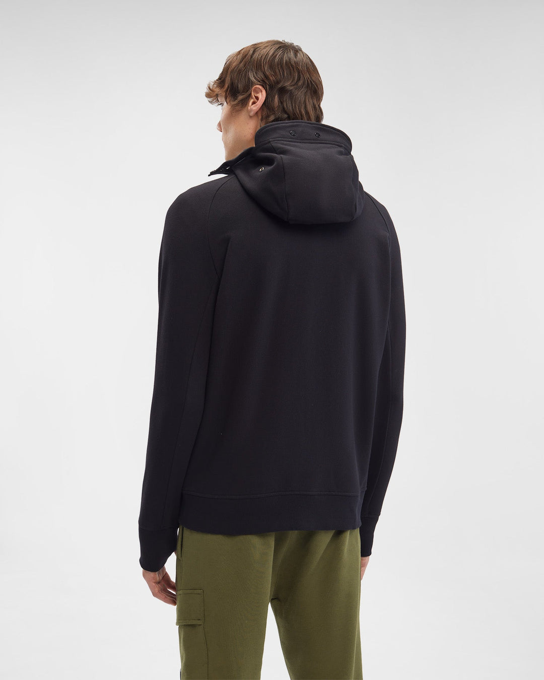 C.P Company Sweat à capuche zippé Diagonal Raised Fleece Goggle Black - Lothaire