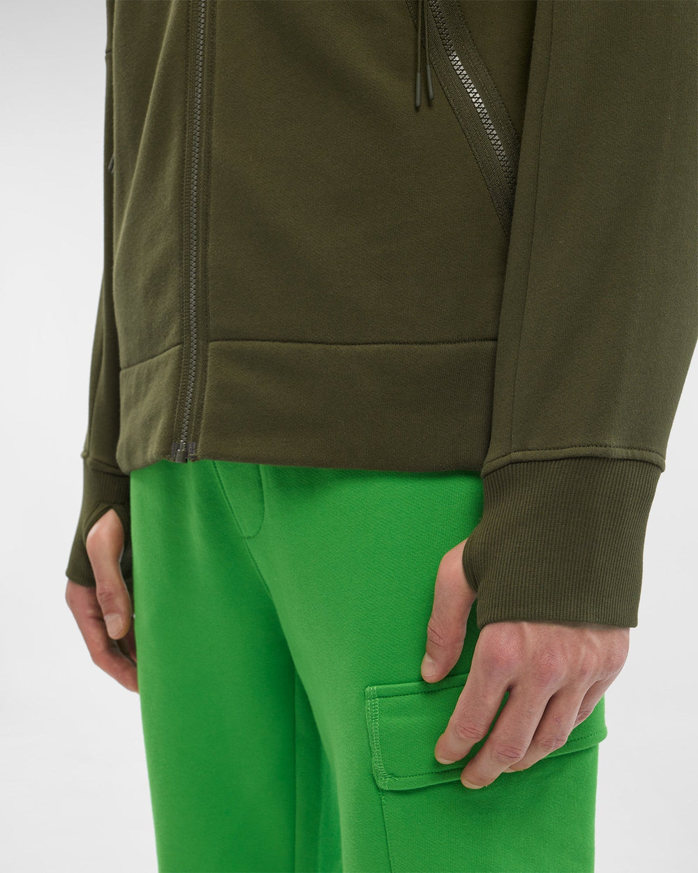 C.P. COMPANY Sweat à capuche zippé Diagonal Raised Fleece Goggle Ivy Green - Lothaire