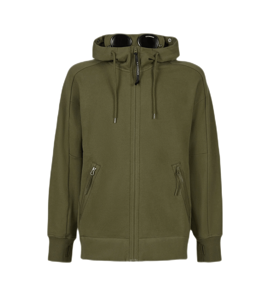 C.P. COMPANY Sweat à capuche zippé Diagonal Raised Fleece Goggle Ivy Green - Lothaire