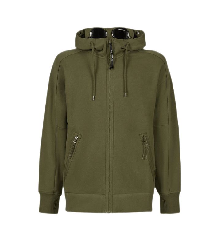 C.P. COMPANY Sweat à capuche zippé Diagonal Raised Fleece Goggle Ivy Green - Lothaire