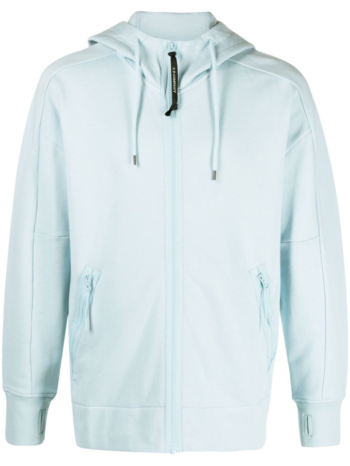 CP Company Sweat à capuche zippé Diagonal Raised Fleece Goggle Starlight blue - Lothaire
