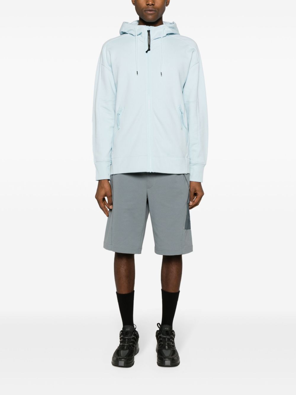 CP Company Sweat à capuche zippé Diagonal Raised Fleece Goggle Starlight blue - Lothaire