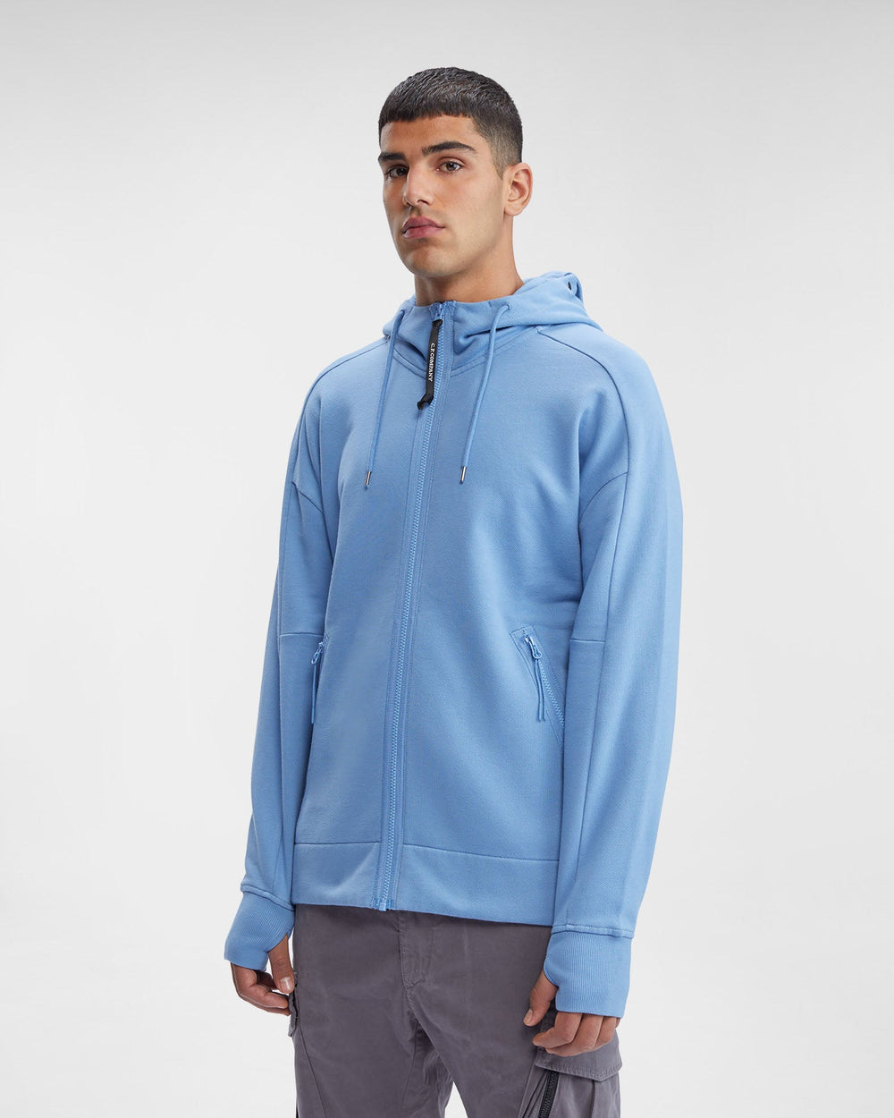 C.P Company Sweat à capuche zippé Riviera Diagonal Raised Fleece Goggle - Lothaire