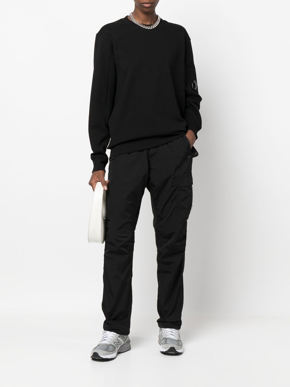 C.P Company Sweat Black Diagonal Raised Fleece - Lothaire boutiques
