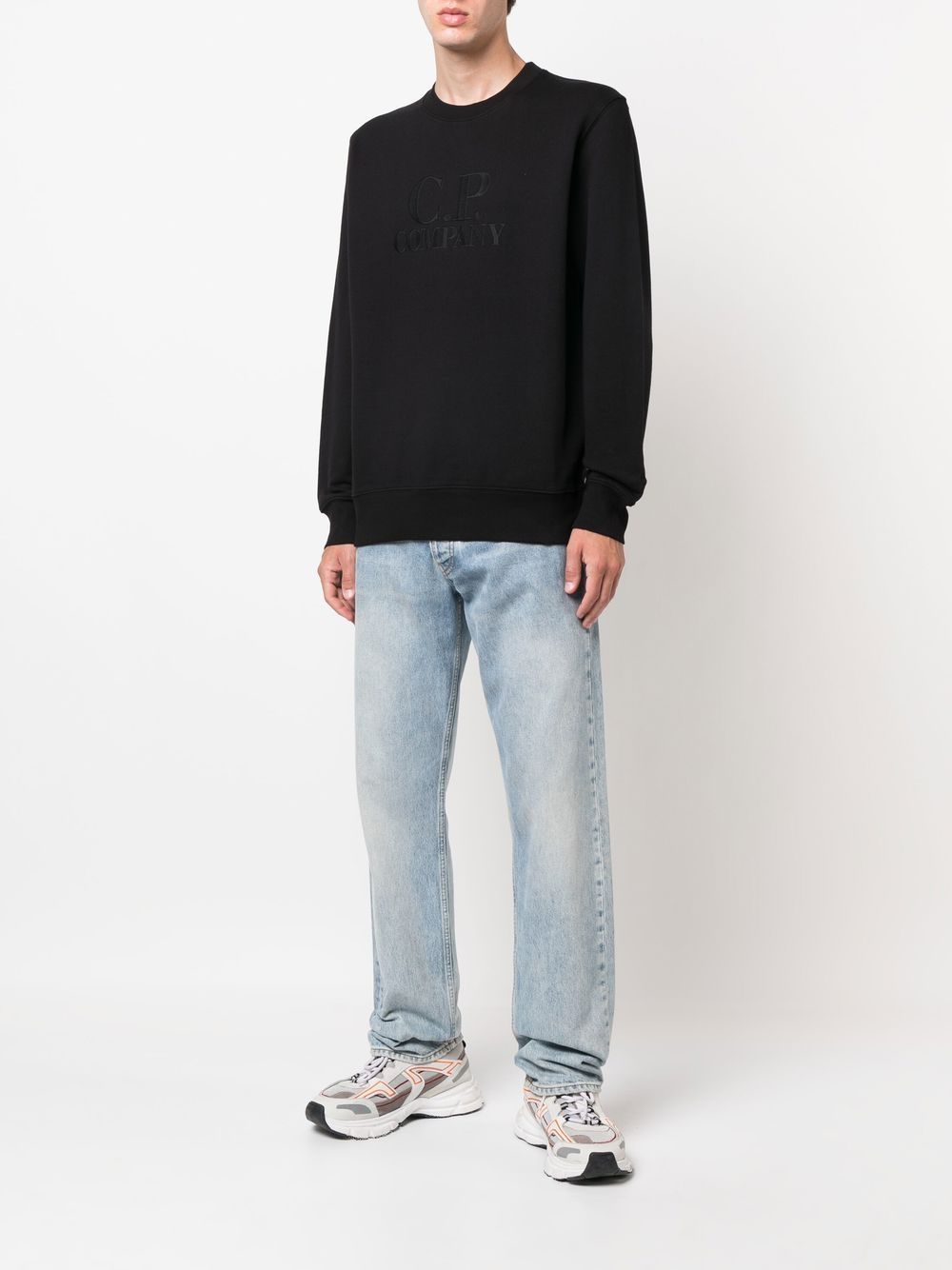 C.P Company Sweat Diagonal Raised Fleece Black - Lothaire