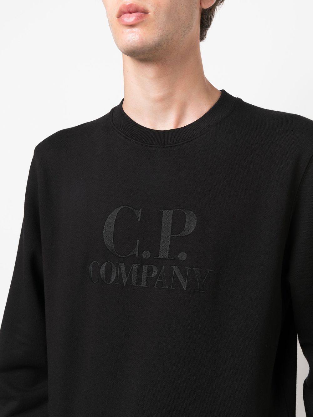 C.P Company Sweat Diagonal Raised Fleece Black - Lothaire
