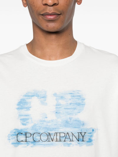 C.P Company - T-shirt gauze white en coton à logo imprimé - Lothaire