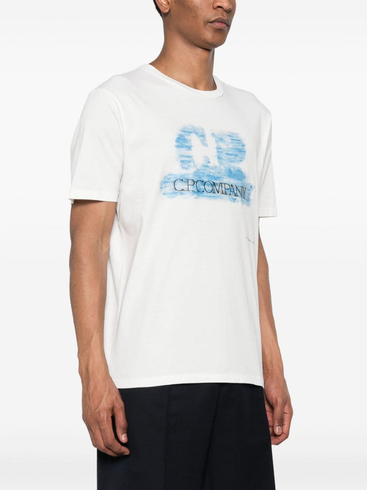 C.P Company - T-shirt gauze white en coton à logo imprimé - Lothaire