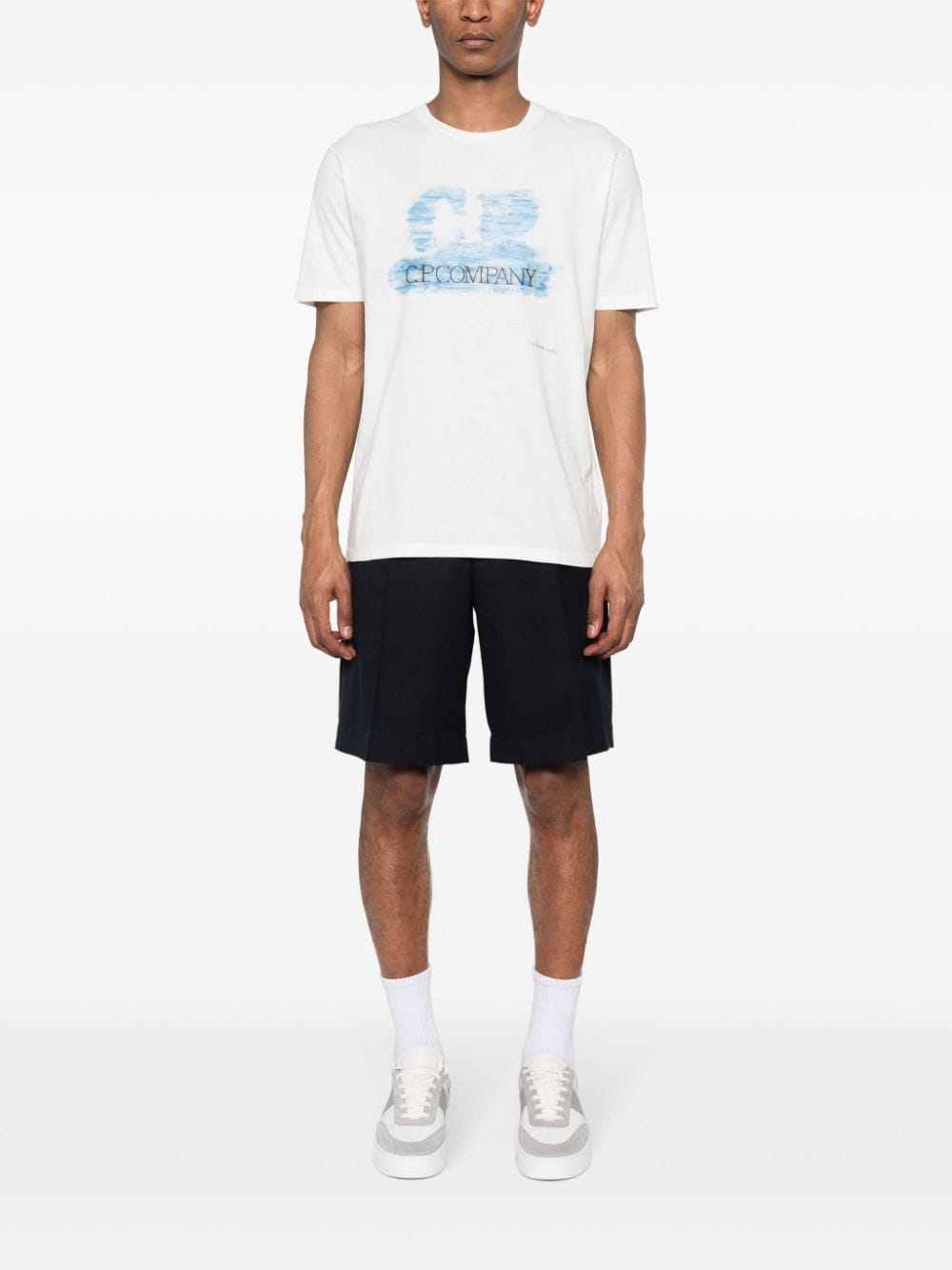 C.P Company - T-shirt gauze white en coton à logo imprimé - Lothaire