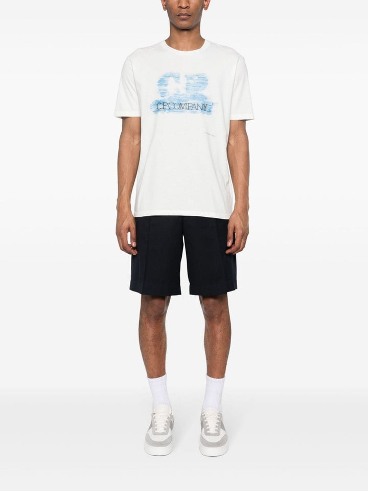 C.P Company - T-shirt gauze white en coton à logo imprimé - Lothaire