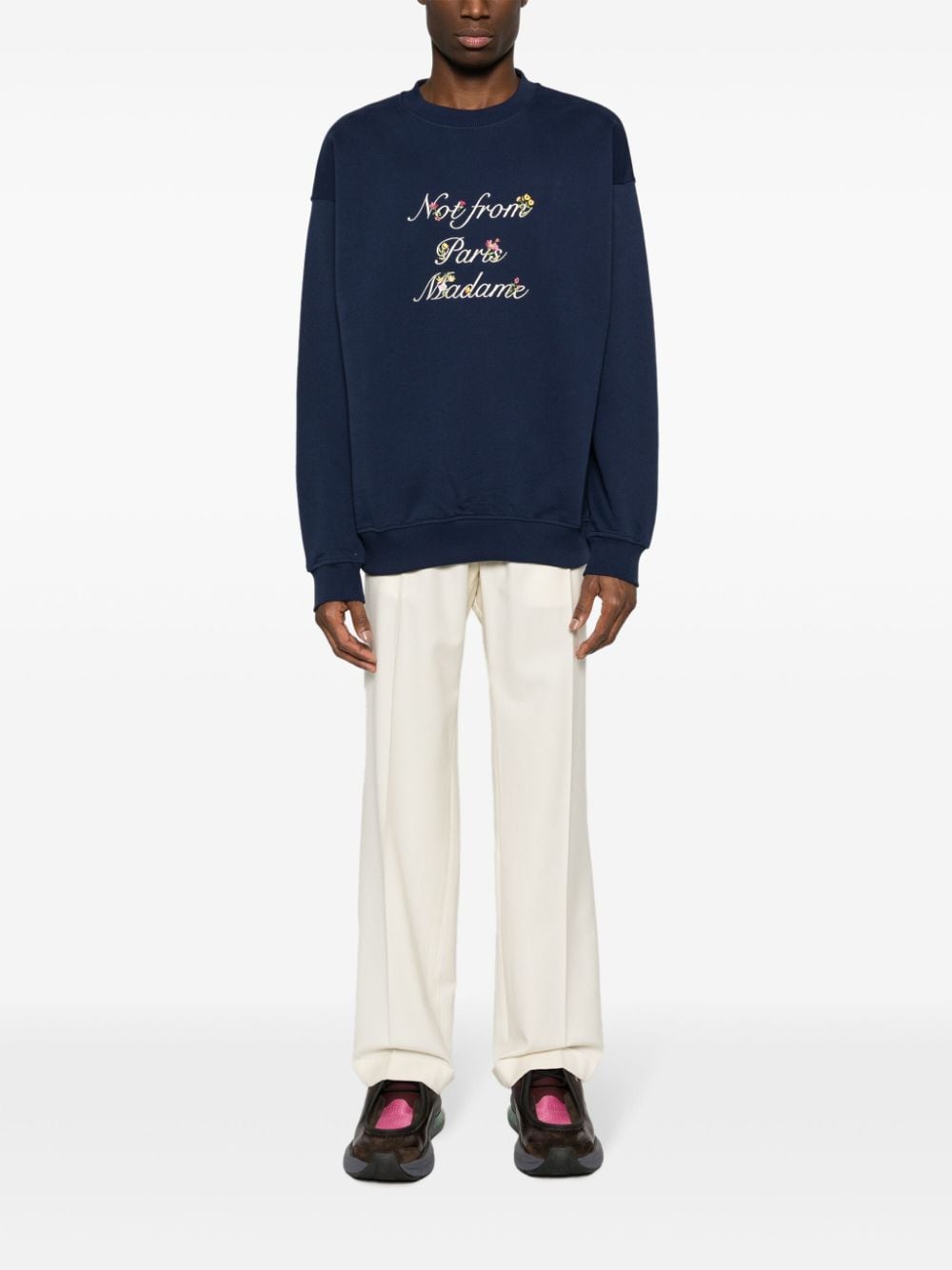 Drôle de Monsieur - Le Sweatshirt navy Slogan à fleurs - Lothaire