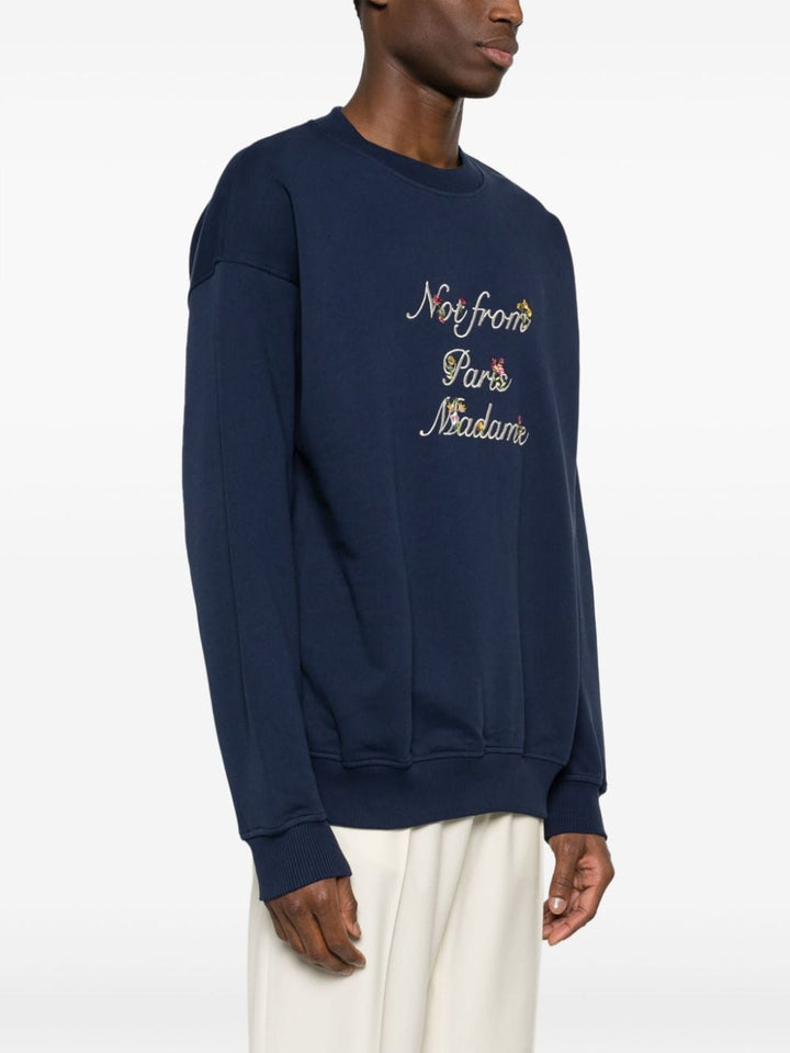 Drôle de Monsieur - Le Sweatshirt navy Slogan à fleurs - Lothaire