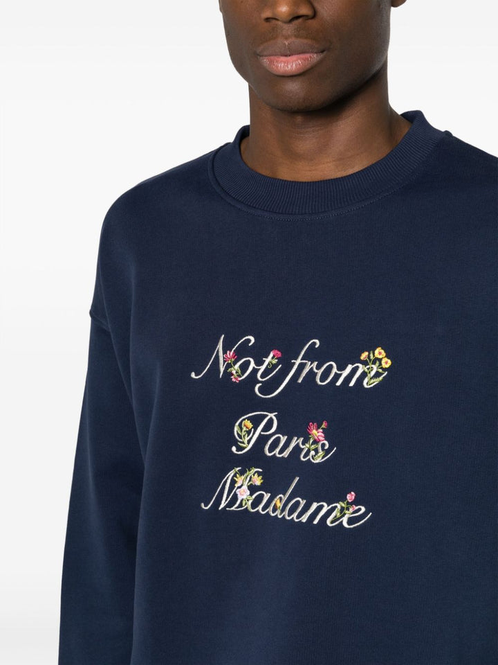 Drôle de Monsieur - Le Sweatshirt navy Slogan à fleurs - Lothaire