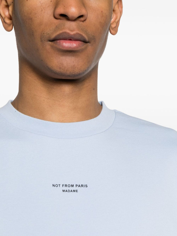 Drôle de Monsieur - T-shirt bleu ciel en coton à slogan imprimé - Lothaire