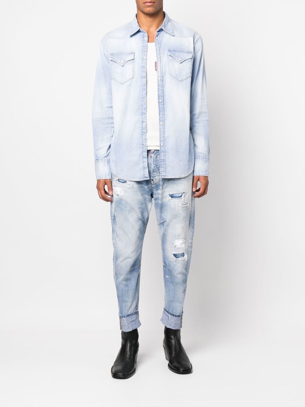 Dsquared2 Chemise en jean à étiquette logo - Lothaire