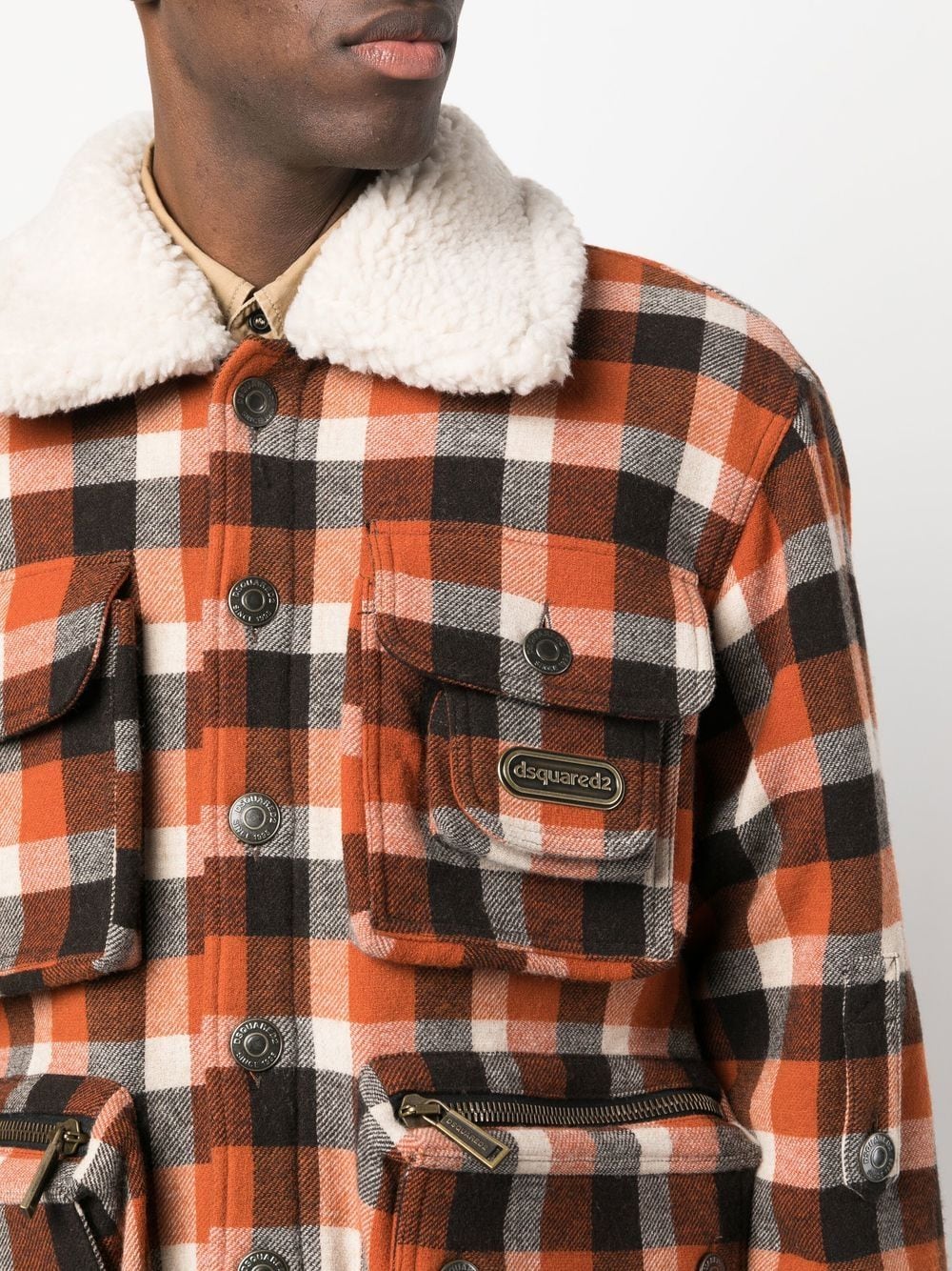 Dsquared2 Veste en peau lainée à carreaux - Lothaire