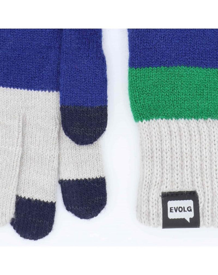 Evolg Gants Maille AXIS Gris / Bleu / Vert - Lothaire boutiques