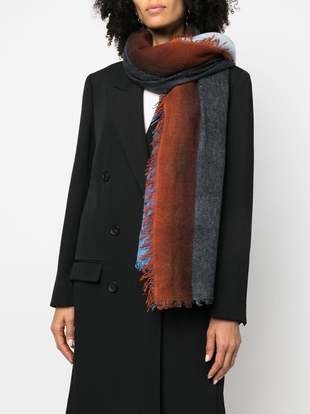 Faliero Sarti - Echarpe colour block bleu en maille - Lothaire boutiques