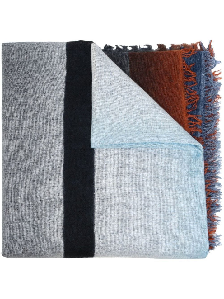 Faliero Sarti - Echarpe colour block bleu en maille - Lothaire boutiques