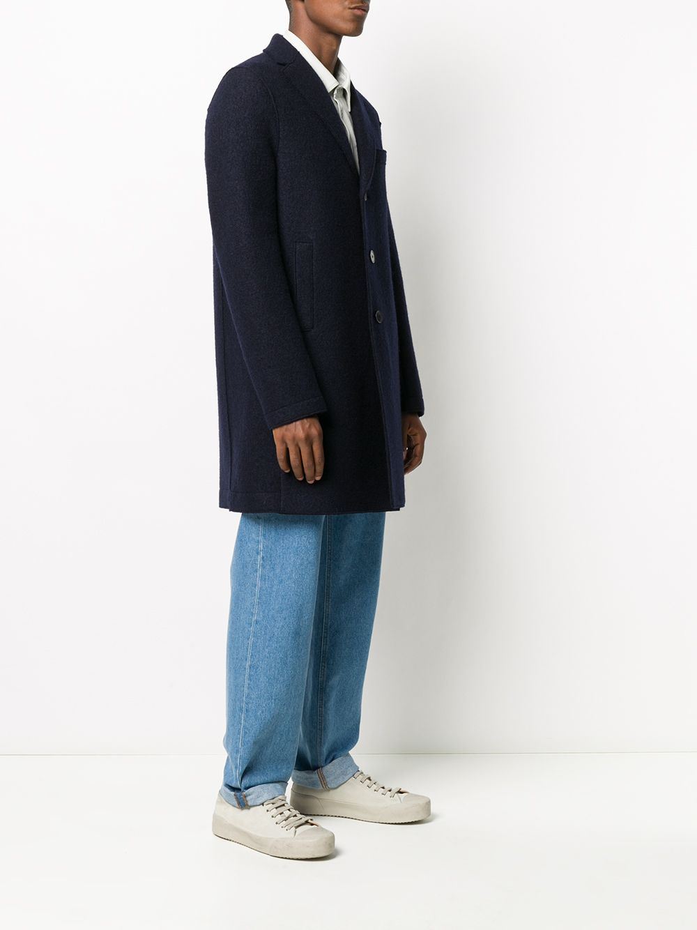 Harris Wharf London - Manteau droit classique Marine - Lothaire boutiques (7069734731941)