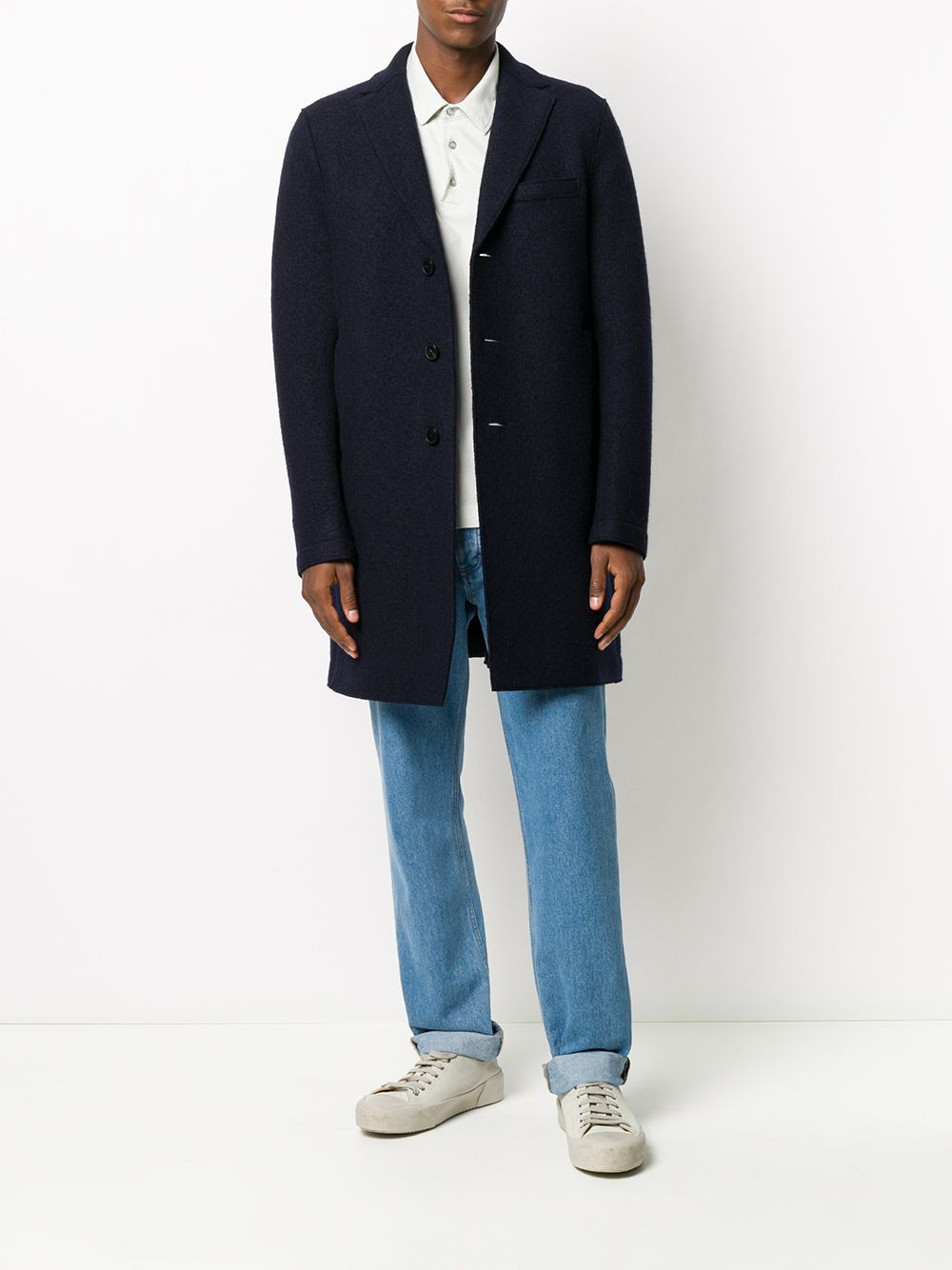 Harris Wharf London - Manteau droit classique Marine - Lothaire boutiques (7069734731941)