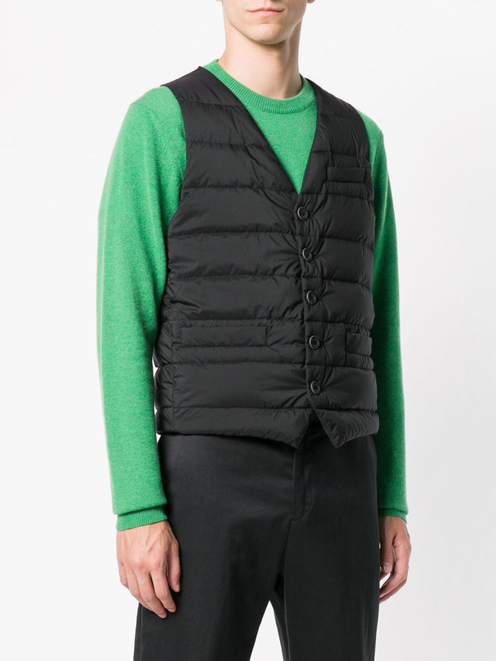 Herno - Gilet noir matelassé à boutonnière - Lothaire