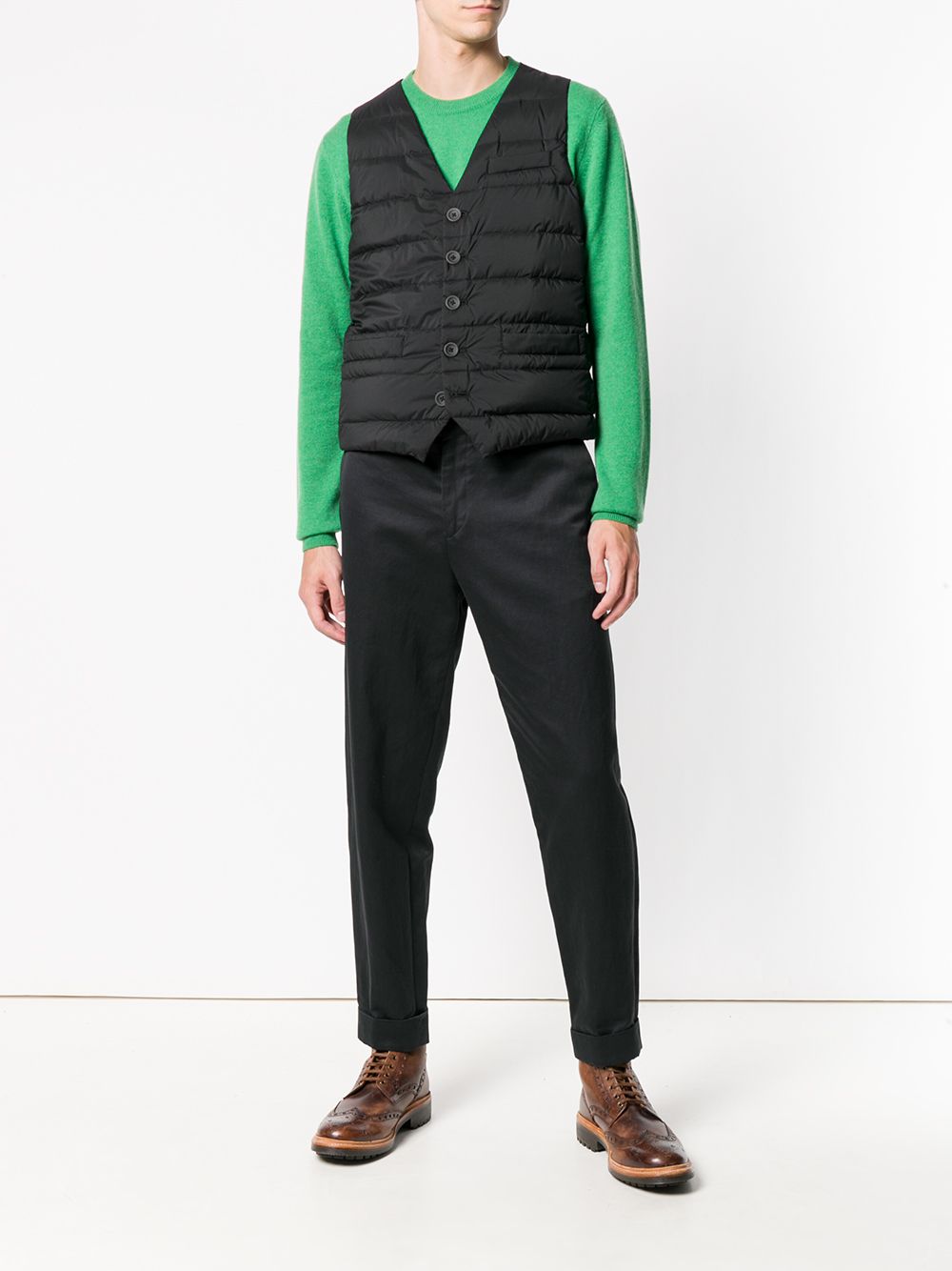 Herno - Gilet noir matelassé à boutonnière - Lothaire