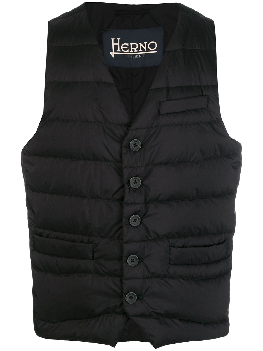 Herno - Gilet noir matelassé à boutonnière - Lothaire