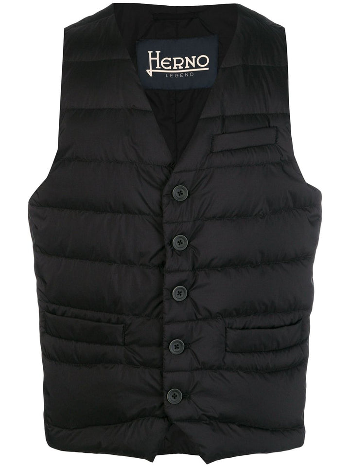 Herno - Gilet noir matelassé à boutonnière - Lothaire