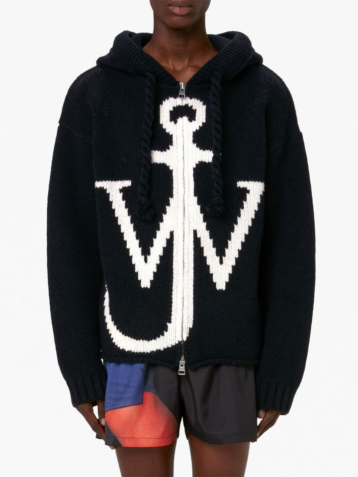 JW Anderson Sweat navy à capuche zippé - Lothaire